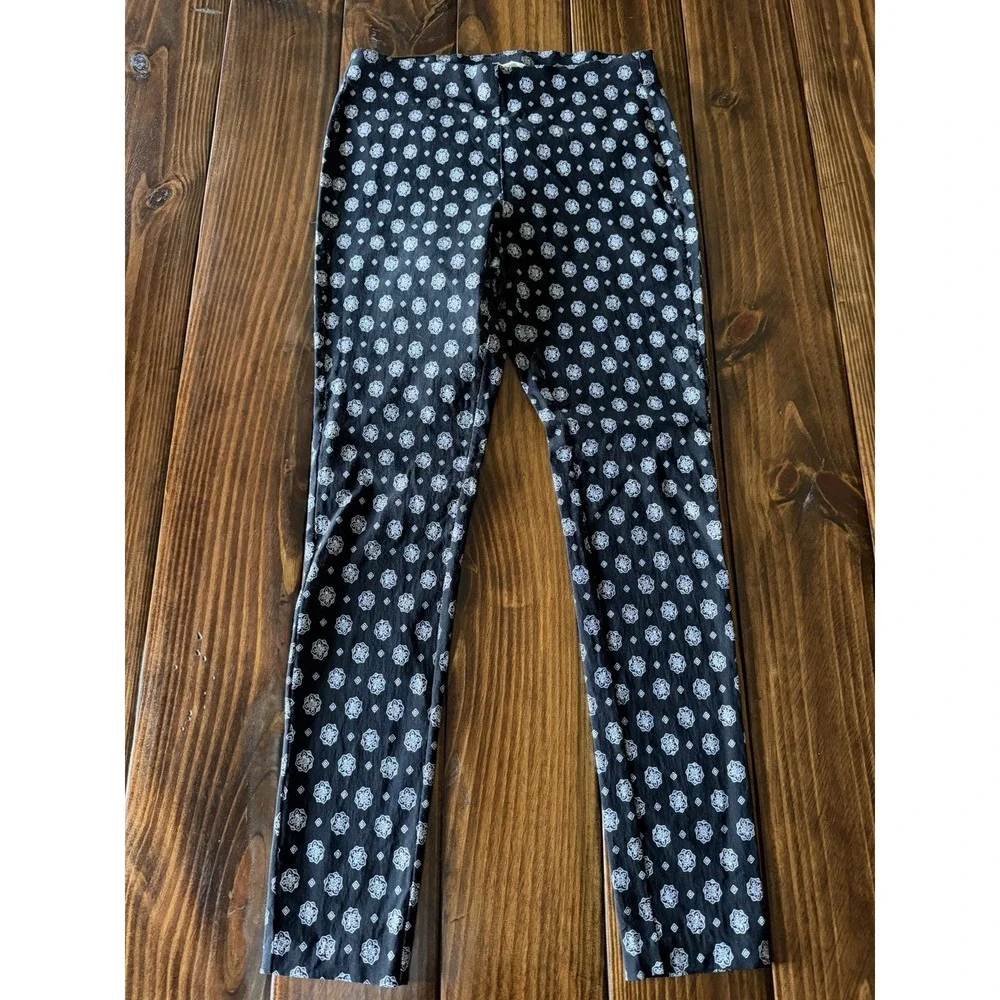 Michael Kors Mandala True Navy Harper Paisley Stretch Legging M preppy old money